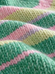 Green Stripe Striped Chunky Short Sleeve Knitted Top - Image 7 of 7