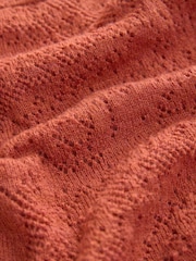 Orange Button Up Open Stitch Collared Knitted Shirt Jumper - Image 5 of 6