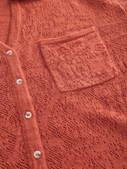 Orange Button Up Open Stitch Collared Knitted Shirt Jumper - Image 6 of 6