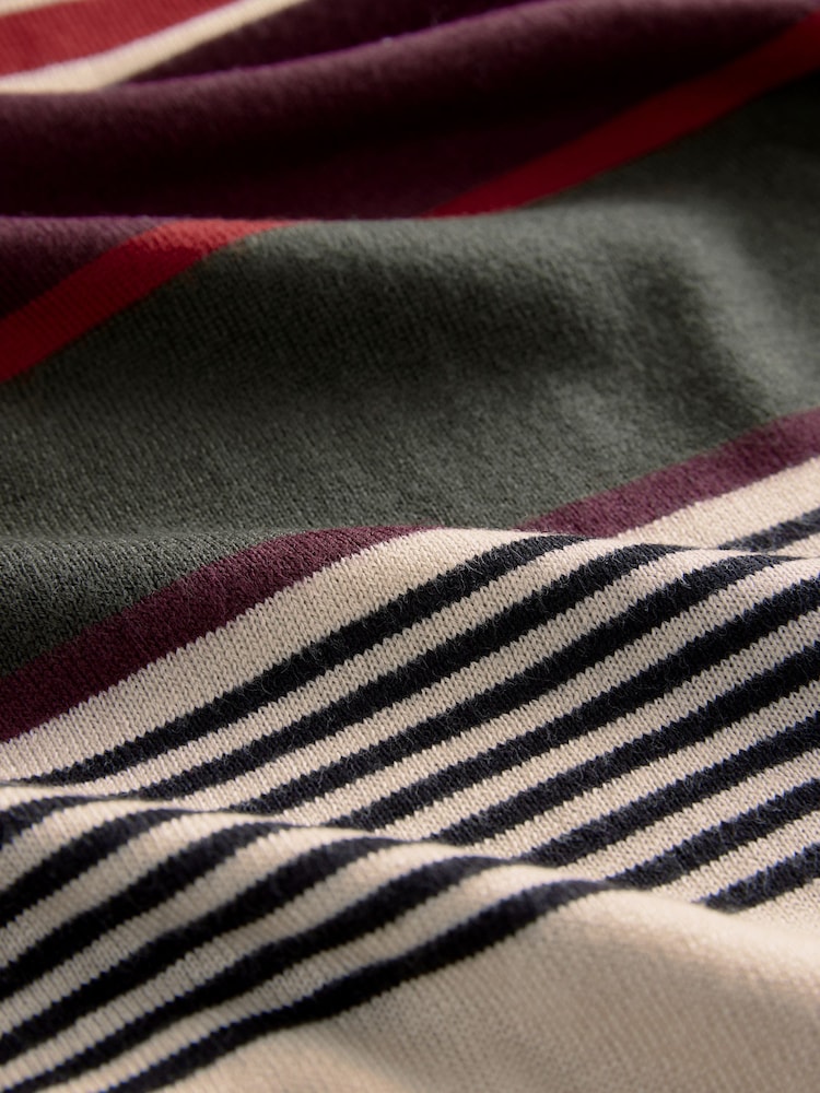 Burgundy Stripe Crew Neck Long Sleeve Jumper - Image 7 of 8