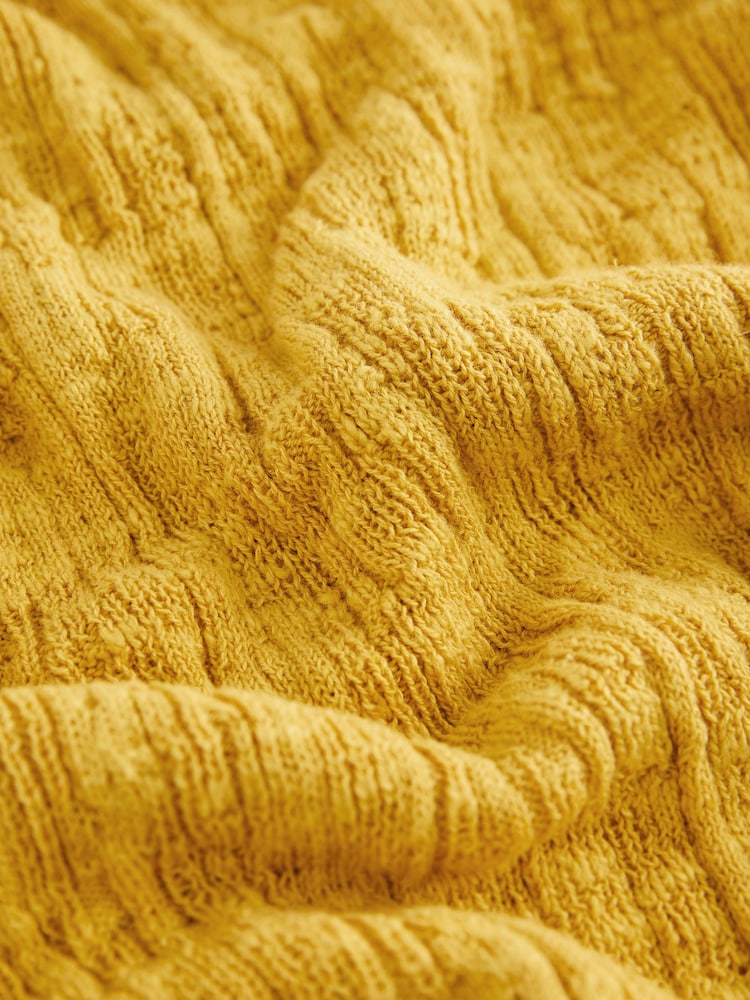 Yellow Long Sleeve Crew Neck Textured Knitted Top Jumper - Image 5 of 6