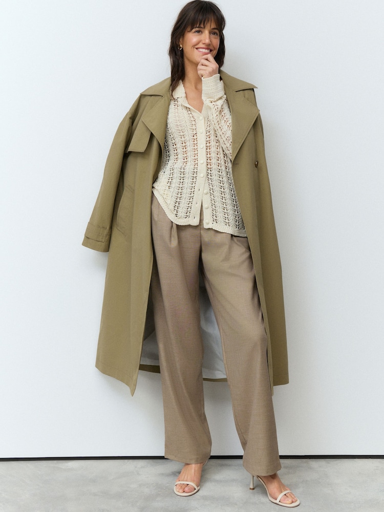 White Ecru Stitch Long Sleeve Button Up Top - Image 2 of 6