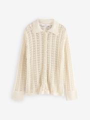 White Ecru Stitch Long Sleeve Button Up Top - Image 4 of 6