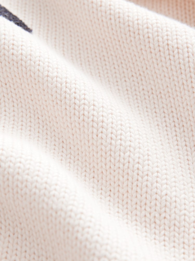 White Ecru 100% Cotton V-Neck Jumper - Image 5 of 5