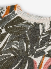 Green Printed Palm Tree Half Sleeve Crew Neck Jumper with Wool - Image 7 of 8