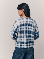 Blue Check Printed Crew Neck Jumper - Image 4 of 7