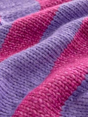 Pink Purple Stripe Striped Chunky Short Sleeve Knitted Top - Image 5 of 6