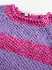 Pink Purple Stripe Striped Chunky Short Sleeve Knitted Top - Image 6 of 6