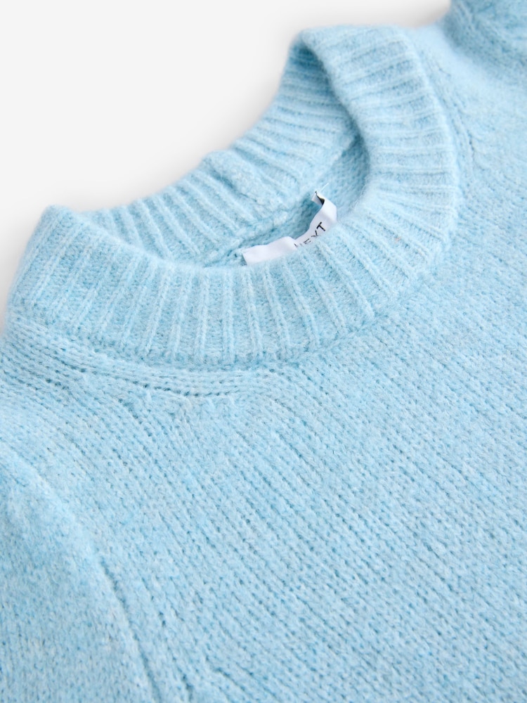 Blue Soft Touch Short Sleeve Knitted Jumper With Wool - Image 7 of 7