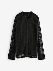 Black Stitch Long Sleeve Button Up Top - Image 6 of 8