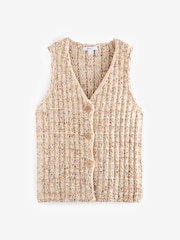 Yellow Stitch Knitted Button Up Waistcoat With Wool - Image 4 of 6
