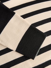 Neutral Black Stripe Cosy Soft Touch Knitted Jumper Hoodie - Image 10 of 12
