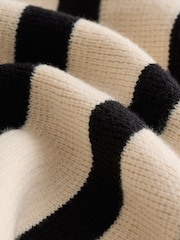 Neutral Black Stripe Cosy Soft Touch Knitted Jumper Hoodie - Image 8 of 12