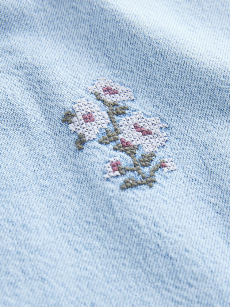 Bleach Fleuri brodé - Robe t-shirt 100% coton en jean à manches courtes - Image 9 of 9
