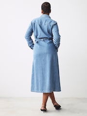 Mid Blue Fuller Bust Western Midi Denim Shirt Dress - Image 3 of 9