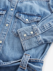 Mid Blue Fuller Bust Western Midi Denim Shirt Dress - Image 9 of 9