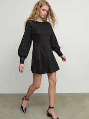 Negro - Long Sleeve Seam Detail Denim Dress - Imagen 2 de 7