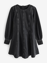Negro - Long Sleeve Seam Detail Denim Dress - Imagen 5 de 7