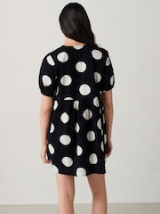 Polkadot 100% Cotton Tie Front Denim Dress - Image 3 of 7