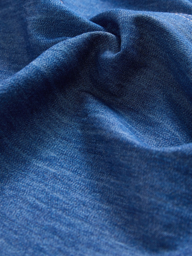 Dark Blue V-Neck Denim 100% Cotton Maxi Dress - Image 2 of 3