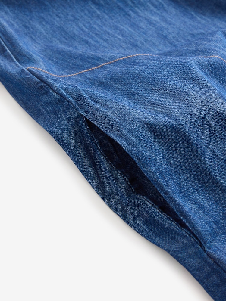 Dark Blue V-Neck Denim 100% Cotton Maxi Dress - Image 3 of 3
