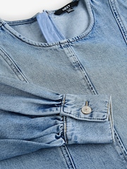 Azul medio - Long Sleeve Seam Detail Denim Dress - Imagen 6 de 8