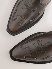 Brown Forever Comfort® Leather Point Toe Western Cowboy Mules - Image 5 of 5