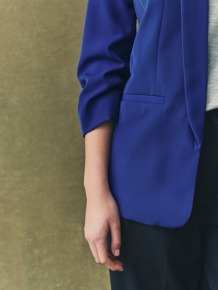 Cobalt Blue Relaxed Ruched Sleeve Blazer - Image 4 of 8