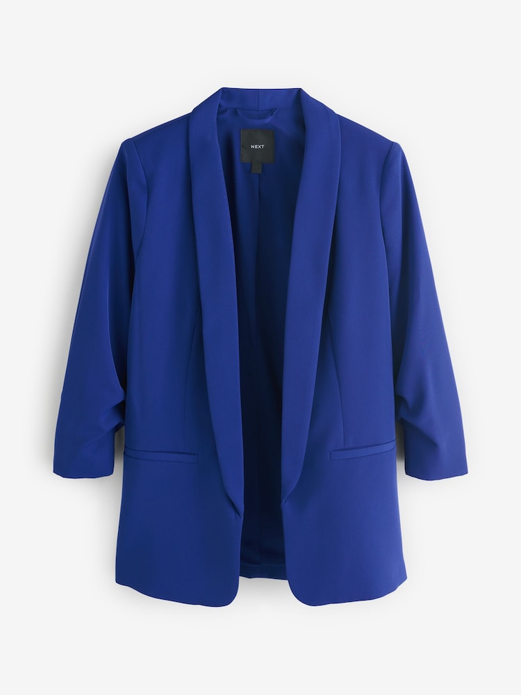 Cobalt Blue Relaxed Ruched Sleeve Blazer - Image 5 of 8