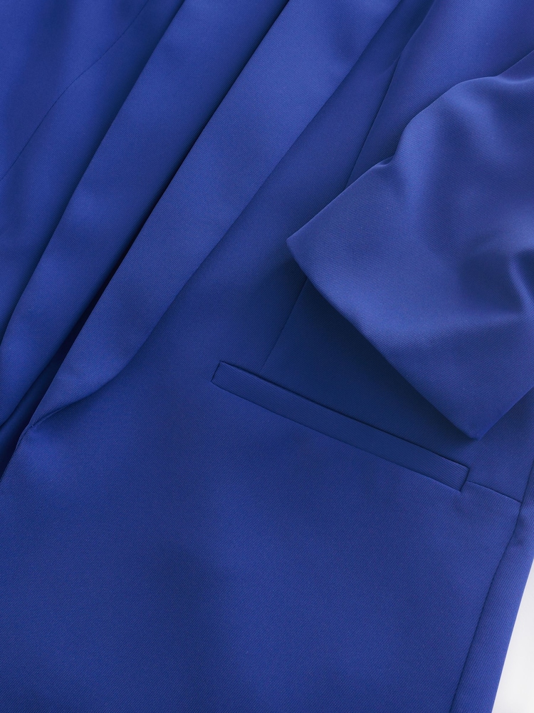 Cobalt Blue Relaxed Ruched Sleeve Blazer - Image 7 of 8