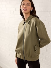 Green Utility Bomber Jacket With Wool - Image 2 of 5