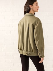 Green Utility Bomber Jacket With Wool - Image 4 of 5