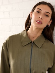 Green Utility Bomber Jacket With Wool - Image 5 of 5