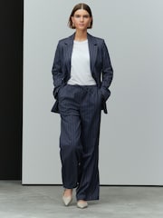 Navy Single Breasted Pinstripe Blazer - Image 1 of 4