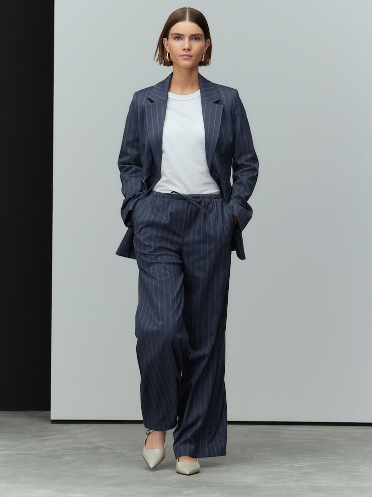 Navy Single Breasted Pinstripe Blazer - Image 1 of 4