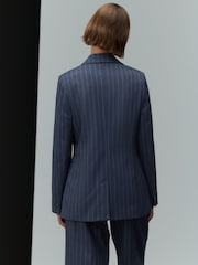 Navy Single Breasted Pinstripe Blazer - Image 3 of 4