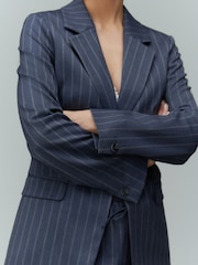 Navy Single Breasted Pinstripe Blazer - Image 4 of 4