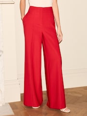 Red High Waisted Wide Leg Tailored Trousers - Image 2 of 8