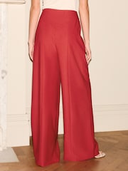 Red High Waisted Wide Leg Tailored Trousers - Image 3 of 8