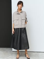 Neutral Funnel Neck Utility Bomber Jacket - Image 2 of 5