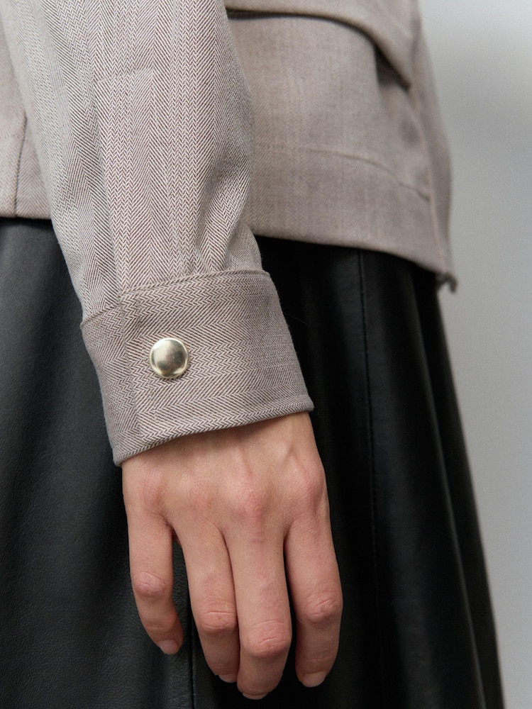 Neutral Funnel Neck Utility Bomber Jacket - Image 5 of 5