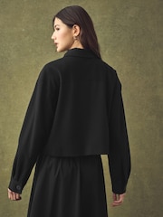 Black Double Zip Ponte Jacket - Image 3 of 8