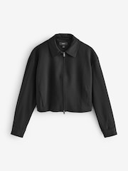 Black Double Zip Ponte Jacket - Image 6 of 8