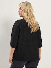 Yours Curve Black Short Sleeve Knitted Top - Image 4 of 5