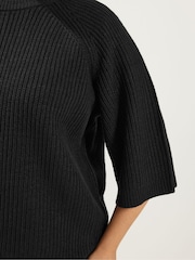 Yours Curve Black Short Sleeve Knitted Top - Image 5 of 5
