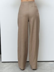 Neutral Cross Hatch Pleat Straight Leg Trousers - Image 3 of 4