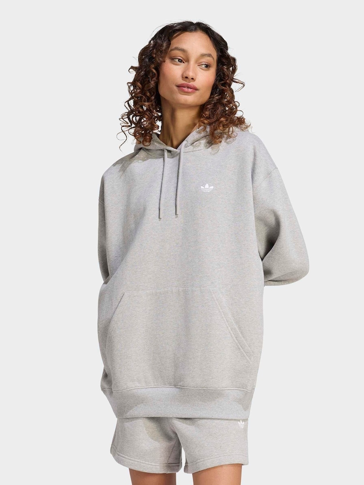 adidas Originals Grey Essentials Oversized Fleece Hoodie - Image 1 of 6 adidas Originals Grey Essentials Oversized Fleece Hoodie - Image 1 of 6