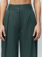 Green Stripe Elasticated Back Wide Leg Trousers - Image 4 of 7