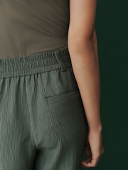 Green Textured Crinkle Wide Leg Trousers - Image 5 of 8