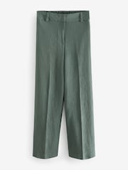 Green Textured Crinkle Wide Leg Trousers - Image 6 of 8